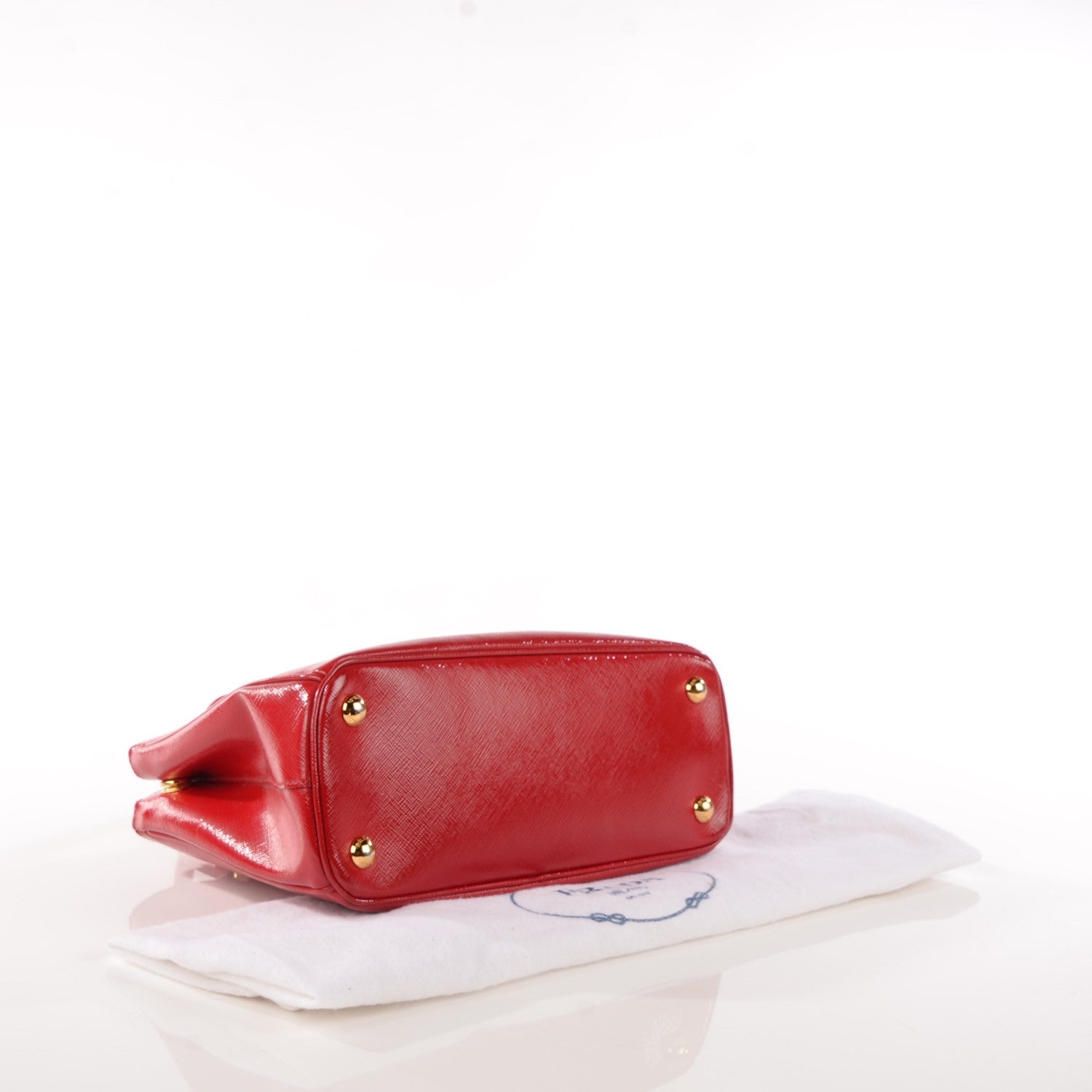 Prada Saffiano Vernice Mini Double Zip Tote Rosso 4 of 9