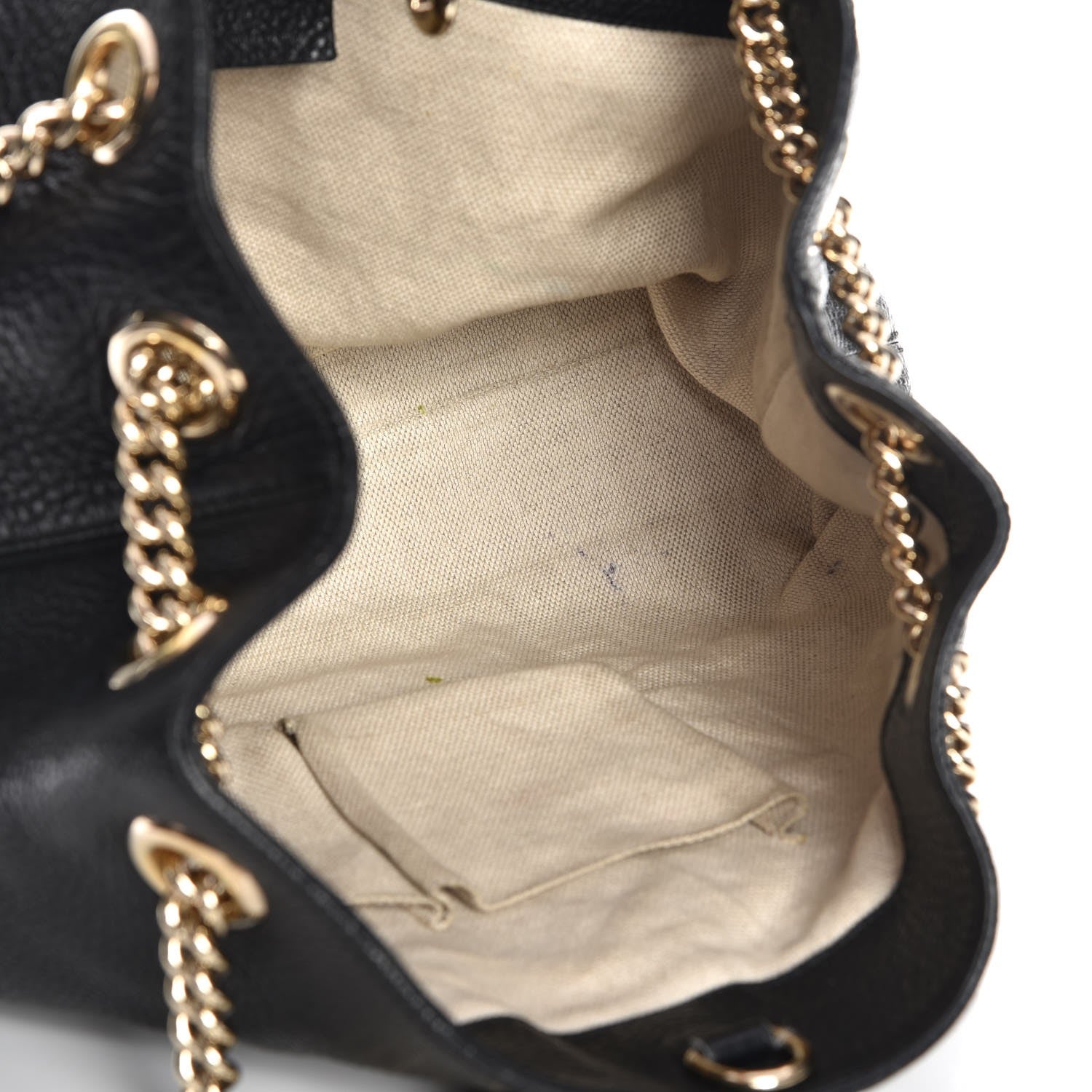 Gucci Pebbled Calfskin Medium Soho Chain Shoulder Bag Black 5 of 10