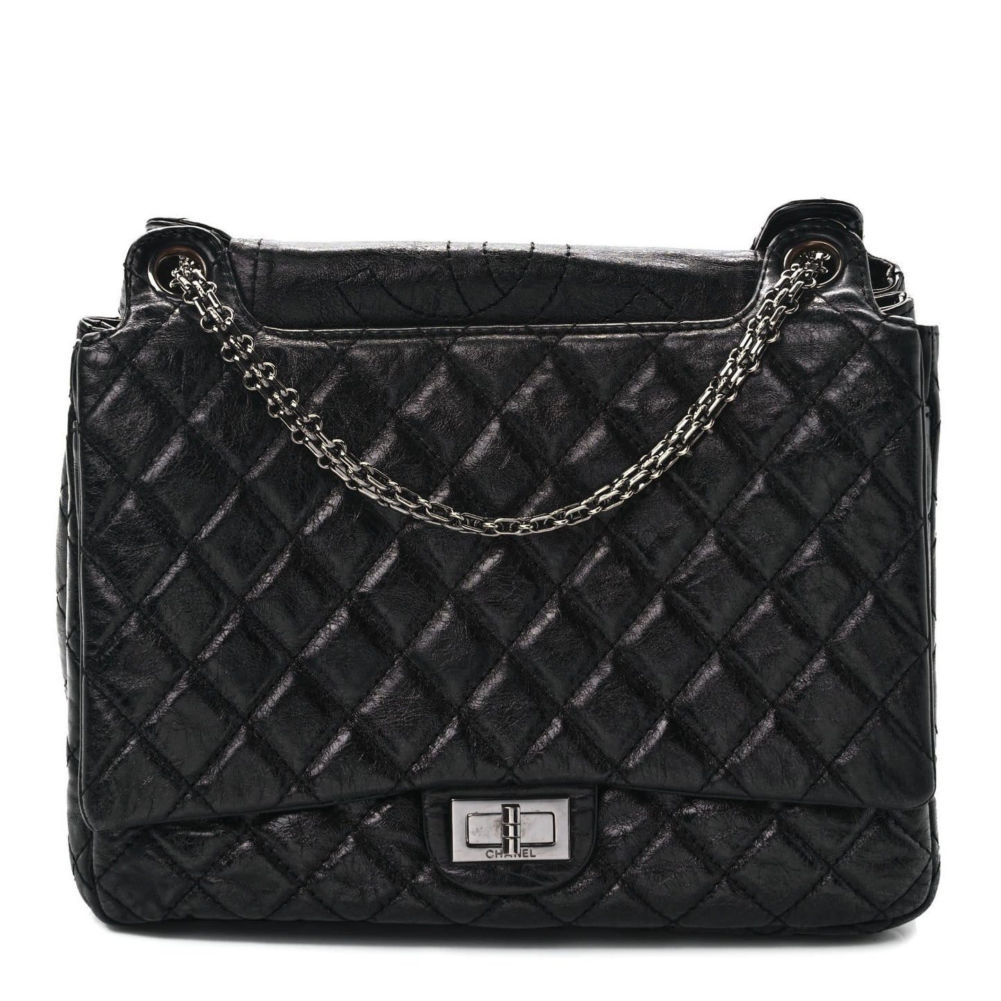 Metallic Aged Calfskin Quilted Reissue 2.55 Accordion Flap Black