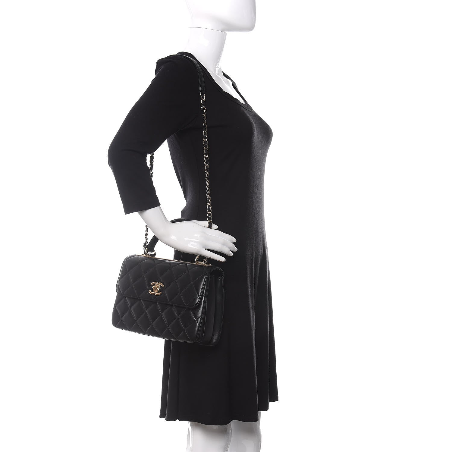 Chanel Lambskin Quilted Small Trendy CC Dual Handle Flap Bag Black 2 of 10