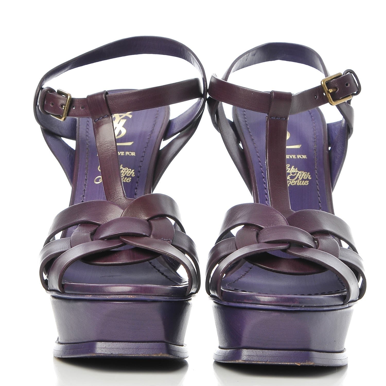 Saint Laurent Calfskin Tribute 105 Platform Sandals 36.5 Purple 2 of 10