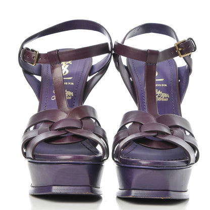 Saint Laurent Calfskin Tribute 105 Platform Sandals 36.5 Purple 2 of 10