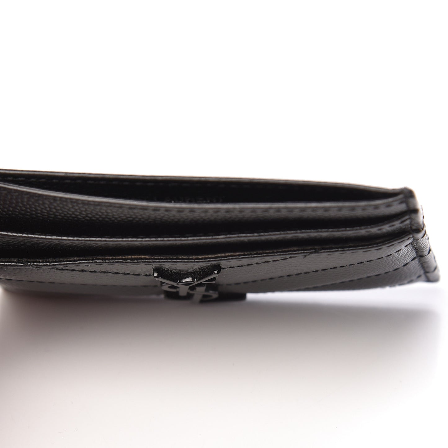 Grain De Poudre Matelasse Chevron Monogram Credit Card Case Black