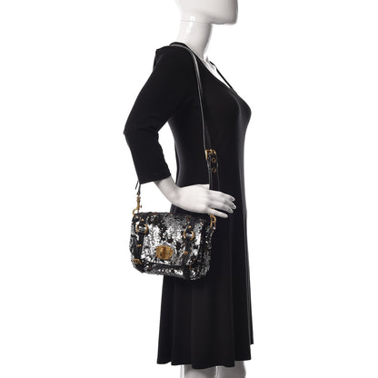 Miu Miu Paillettes Sequined Mini East West Satchel Argento 2 of 9