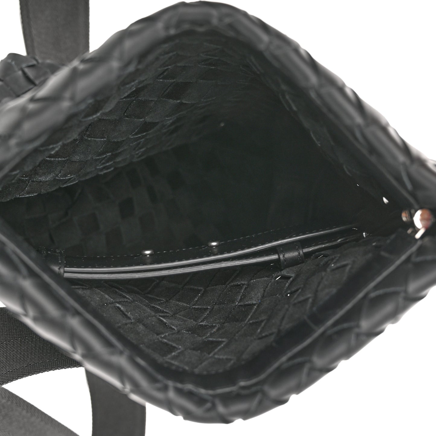 Nappa Intrecciato Small Fold Crossbody Messenger Black