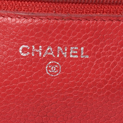 Chanel Caviar Quilted Wallet on Chain WOC Red 8 of 18