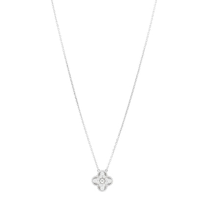Van Cleef & Arpels 18K White Gold Diamond Vintage Alhambra Pendant Necklace 1 of 5