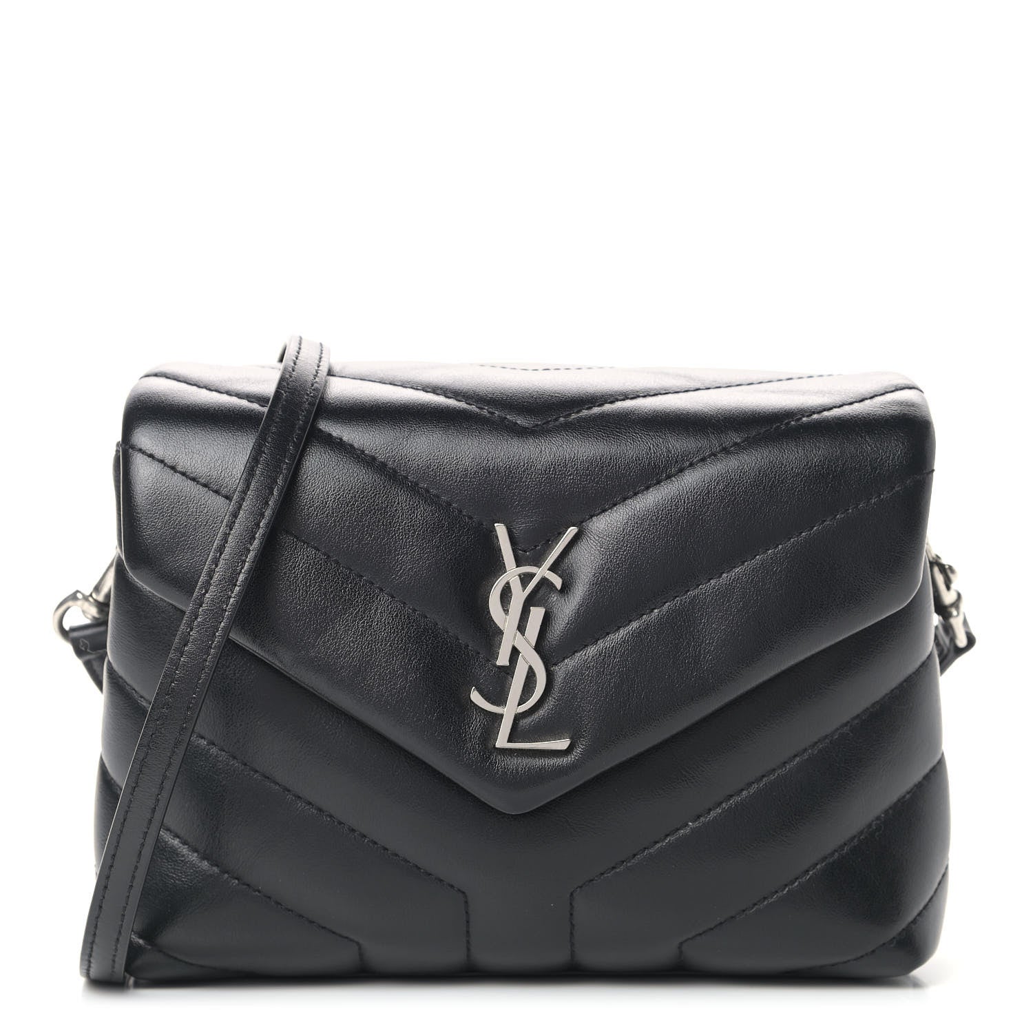 Saint Laurent Calfskin Y Quilted Monogram Toy Loulou Crossbody Bag Black 1 of 10