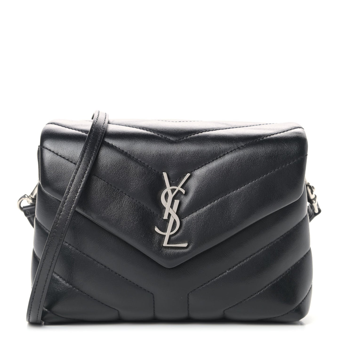 Calfskin Y Quilted Monogram Toy Loulou Crossbody Bag Black
