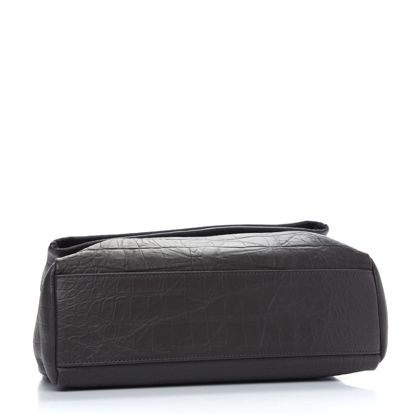 Calfskin Crocodile Embossed Medium West Hollywood Monogram Fold-Over Grey