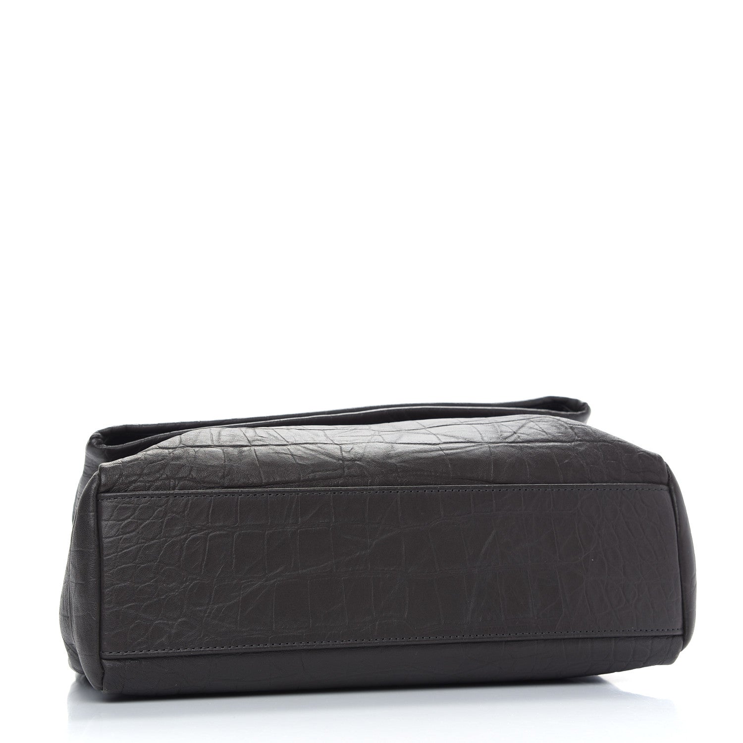 Saint Laurent Calfskin Crocodile Embossed Medium West Hollywood Monogram Fold-Over Grey 4 of 9