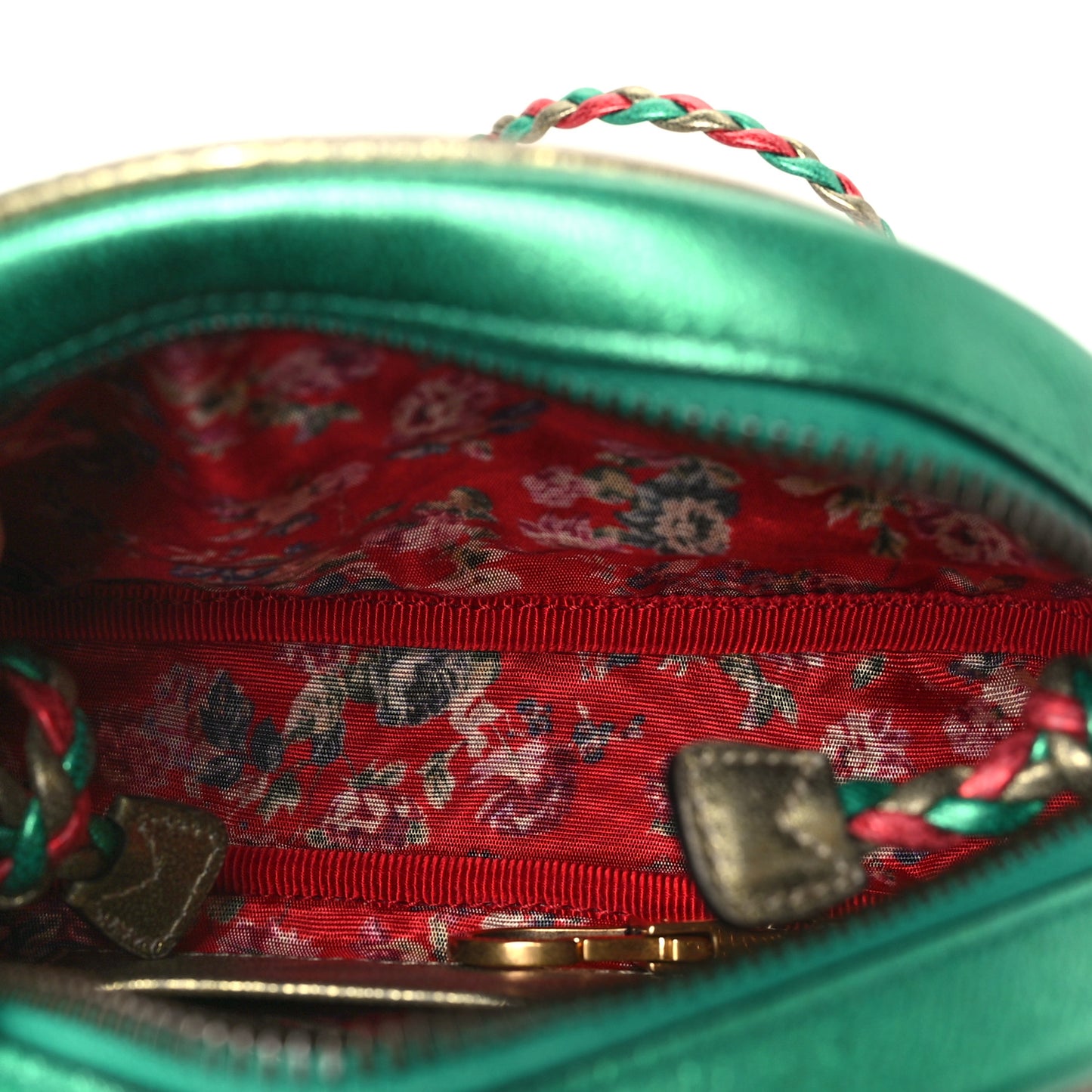 Laminated Nappa Trapuntata Mini Zumi Dome Shoulder Bag Rosso Jasmine Green Rame
