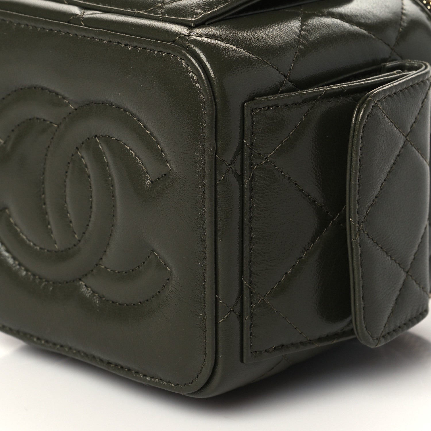 Chanel Lambskin Quilted Polly Pocket Top Vanity With Chain Khaki 10 of 11