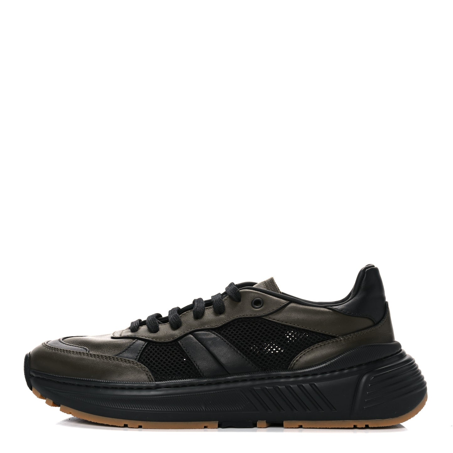 Calfskin Technical Mesh Speedster Sneakers 44 Black Khaki