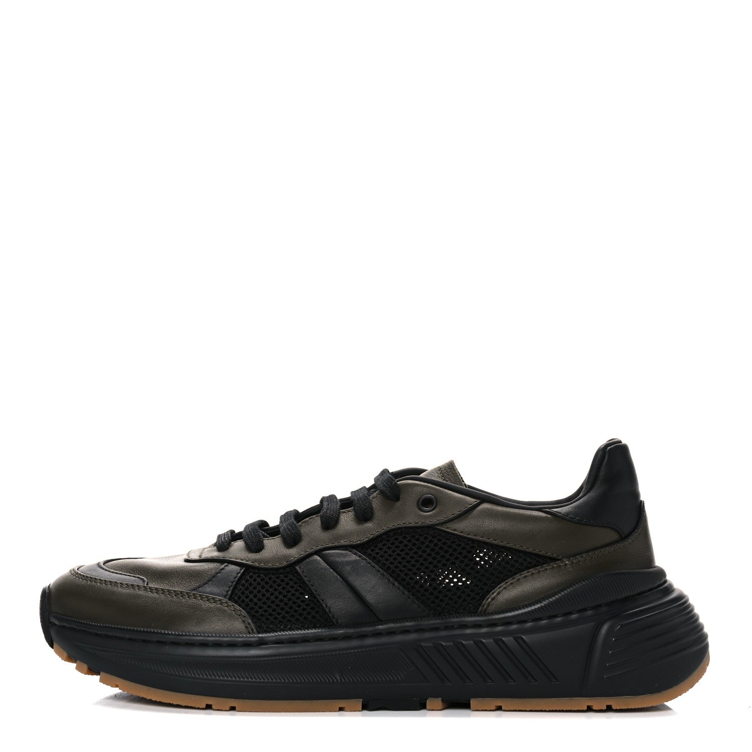 Bottega Veneta Calfskin Technical Mesh Speedster Sneakers 44 Black Khaki 1 of 13