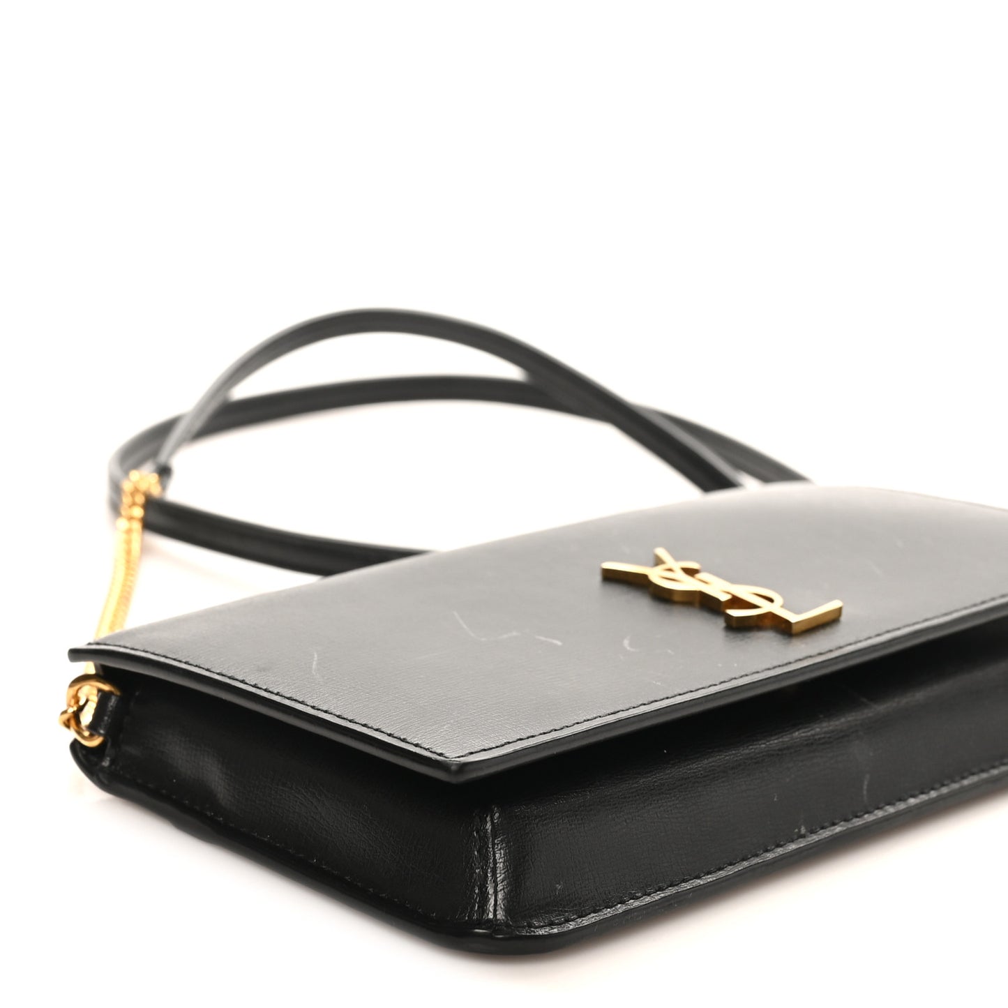 Smooth Calfskin Monogram Phone Holder Crossbody Black