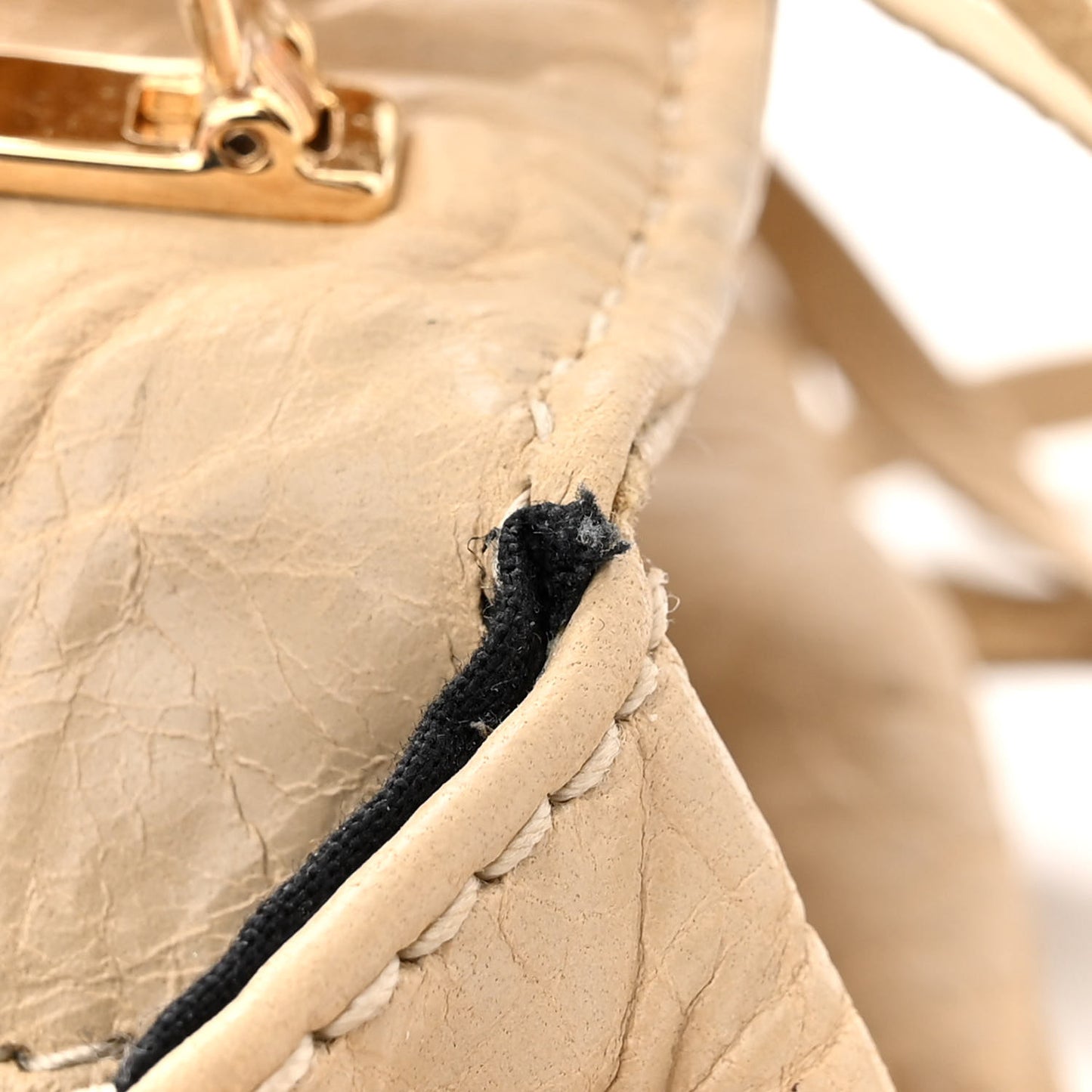 Agneau Giant 12 Gold Hardware Envelope Strap Clutch Pralaine