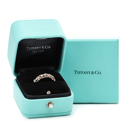 Tiffany 18K Rose Gold Platinum Diamond Schlumberger Sixteen Stone Ring 48 4.5 7 of 7