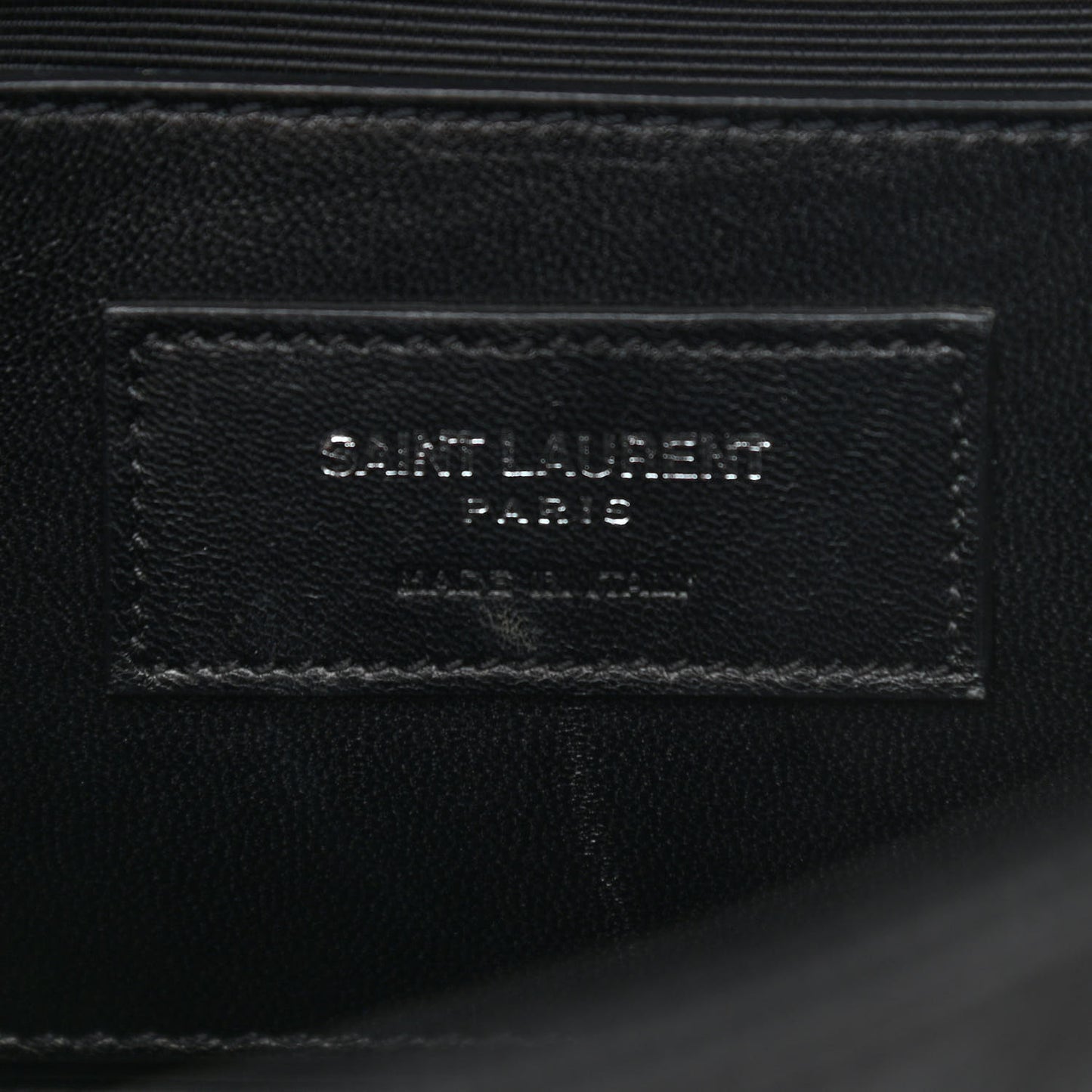 Grained Calfskin Matelasse Chevron Medium Monogram Chain Bag Black
