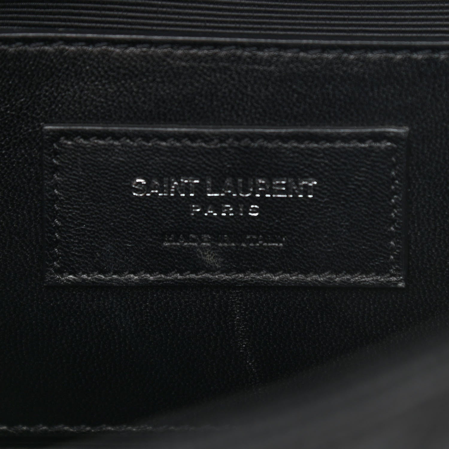 Saint Laurent Grained Calfskin Matelasse Chevron Medium Monogram Chain Bag Black 6 of 10
