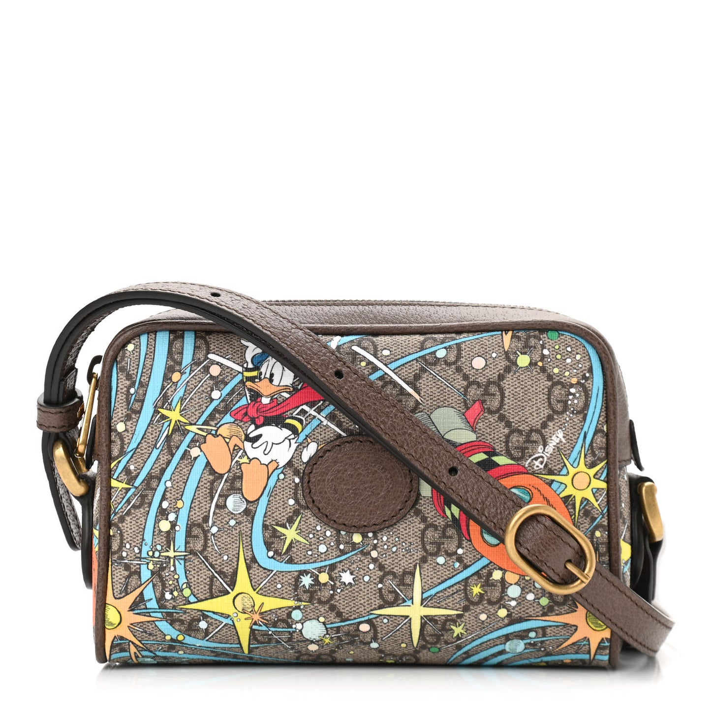 X DISNEY GG Supreme Monogram Donald Duck Interlocking G Shoulder Bag Beige Multicolor New Acero