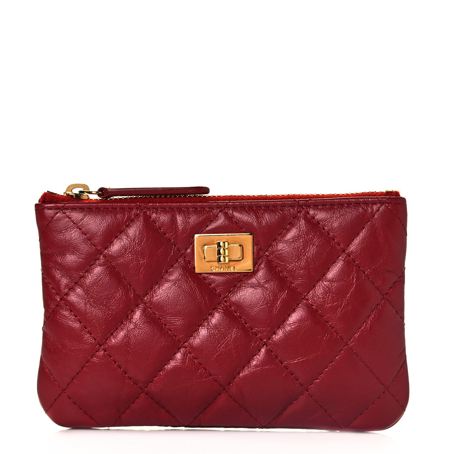 Chanel Aged Calfskin Quilted Small Reissue Cosmetic Case Red 1 of 9