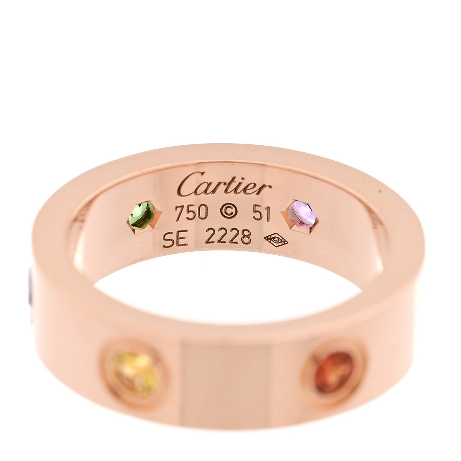 Cartier 18K Pink Gold Sapphire Garnet Amethyst 5.5mm LOVE Ring 51 5.75 4 of 5