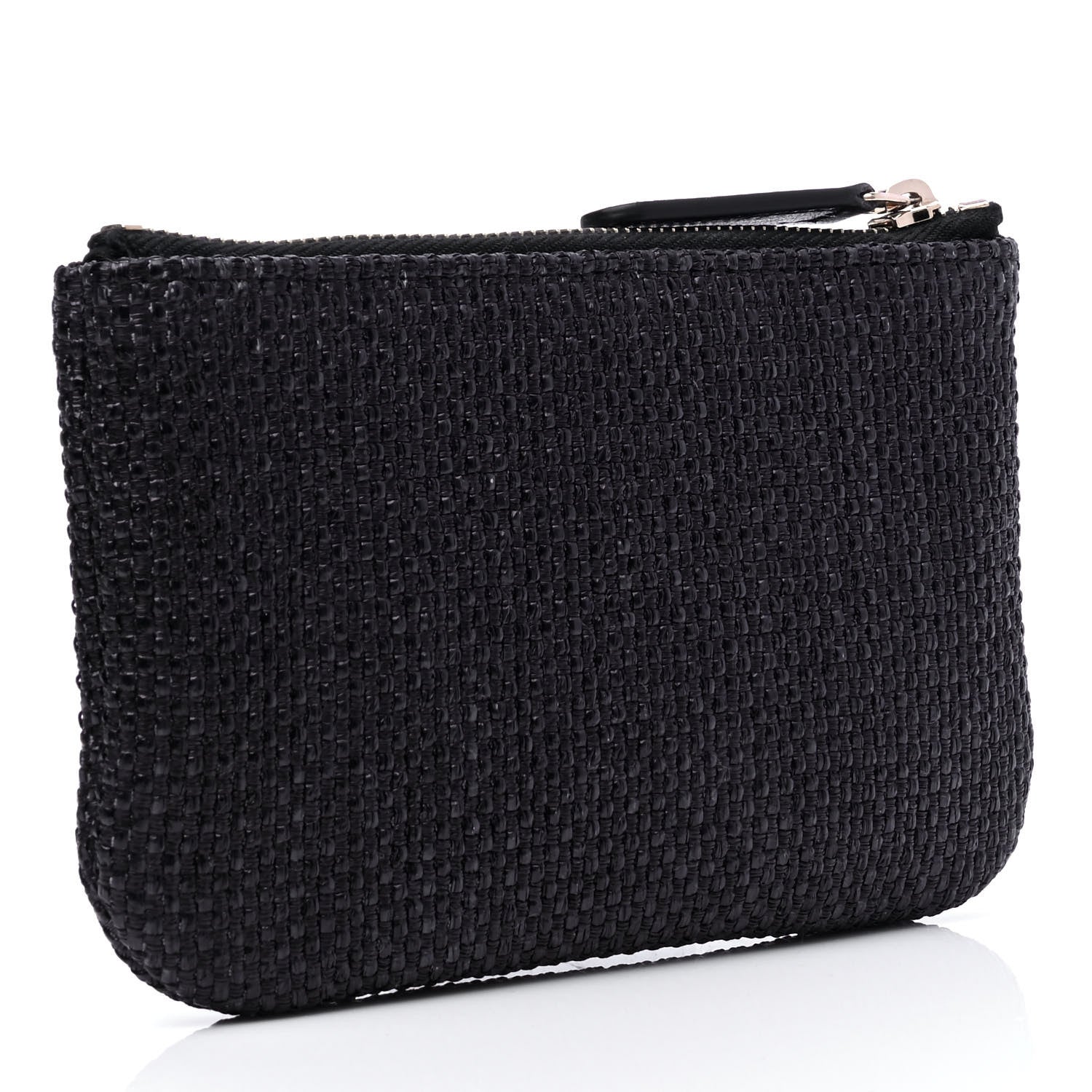 Chanel Woven Straw Raffia Deauville Cosmetic Pouch Black 2 of 4