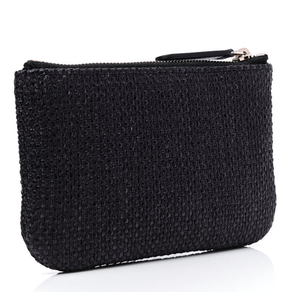 Chanel Woven Straw Raffia Deauville Cosmetic Pouch Black 2 of 4