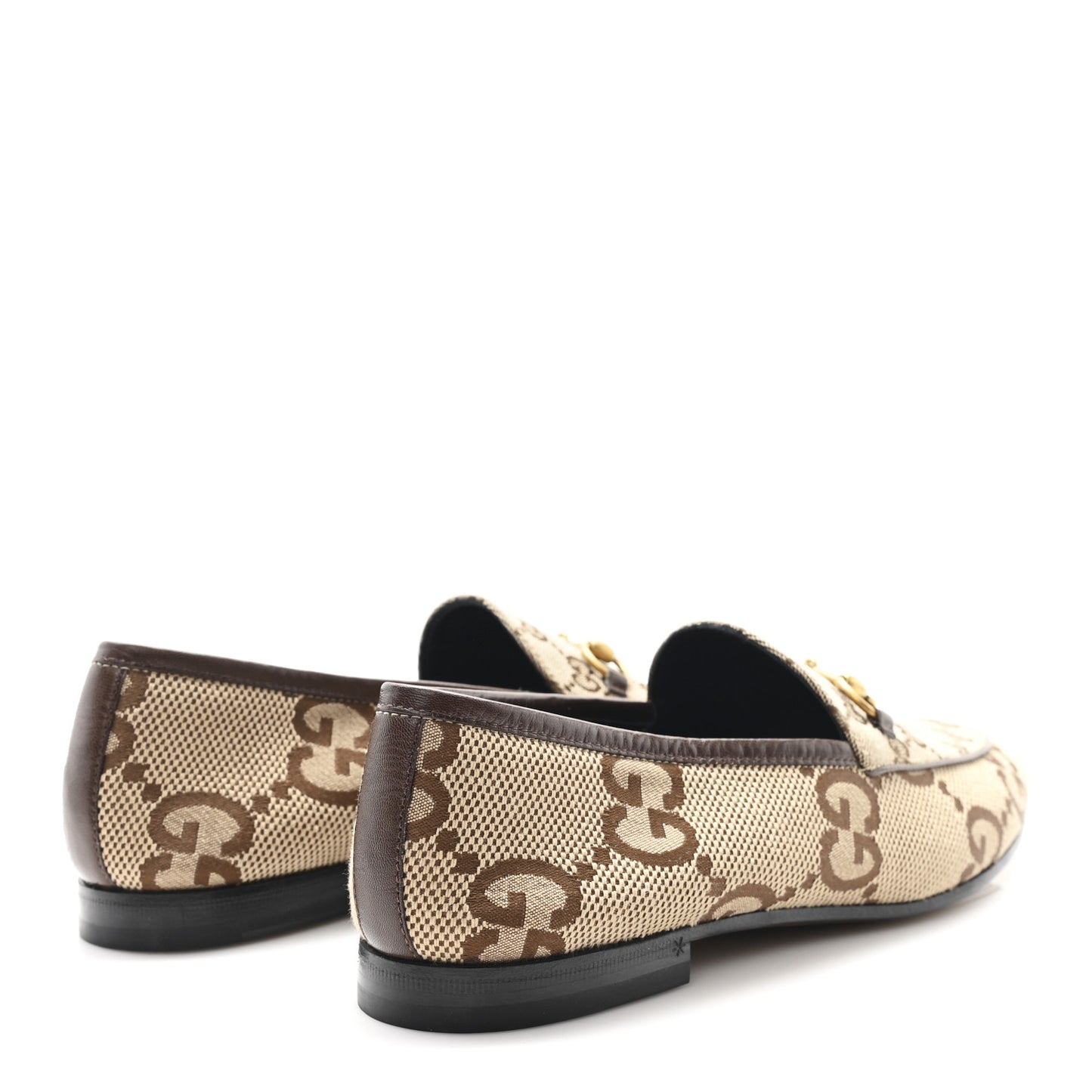 Monogram Jumbo GG Malaga Kid Horsebit Womens Jordaan Loafers 40.5 Camel Ebony New Acero Beige