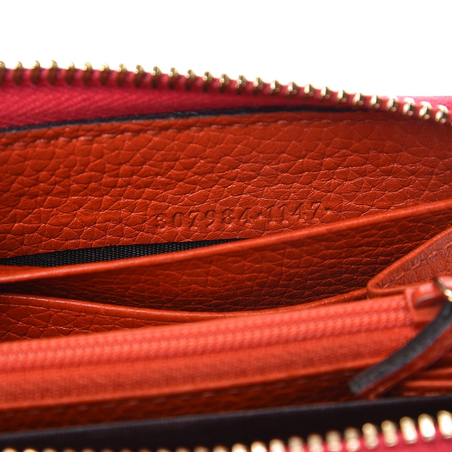 Gucci Pebbled Calfskin Bamboo Tassel Zip Around Wallet Pink Orange 7 of 11