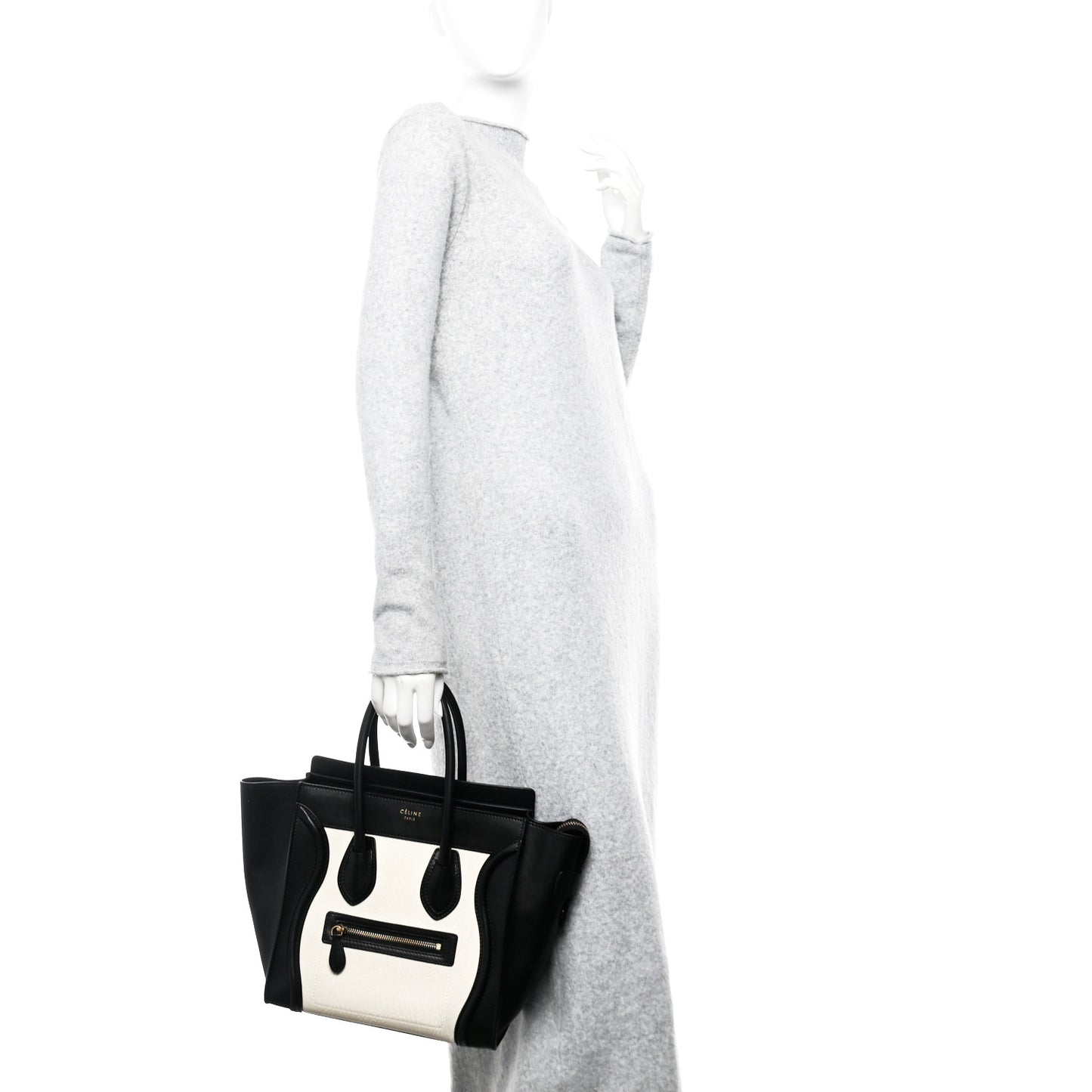 Shrunken Lambski\n Micro Bi-Color Luggage Black White