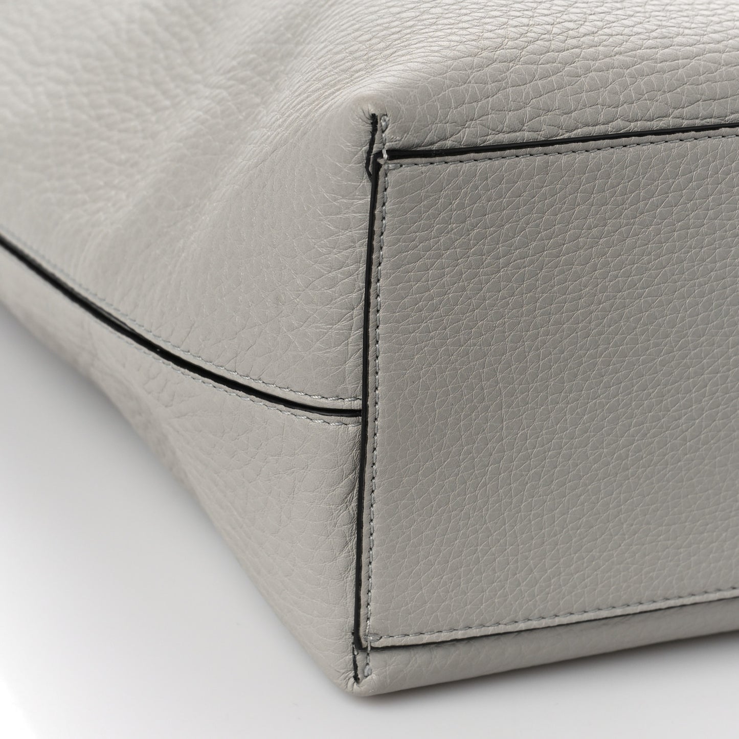 Grained Calfskin Rockstud Shoulder Tote Opal Grey