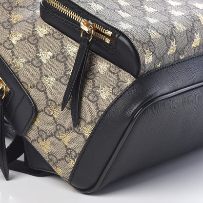Gucci GG Supreme Monogram Bees Print Small Day Backpack Beige Oro Black 8 of 9