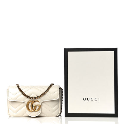 Gucci Calfskin Matelasse Super Mini GG Marmont Shoulder Bag White 12 of 12