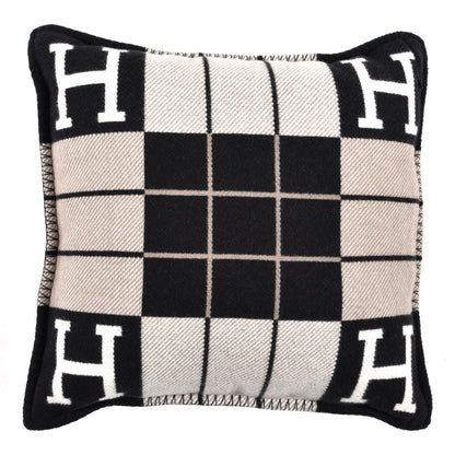 Hermes Wool Cashmere Avalon III Pillow PM Ecru Black 2 of 3