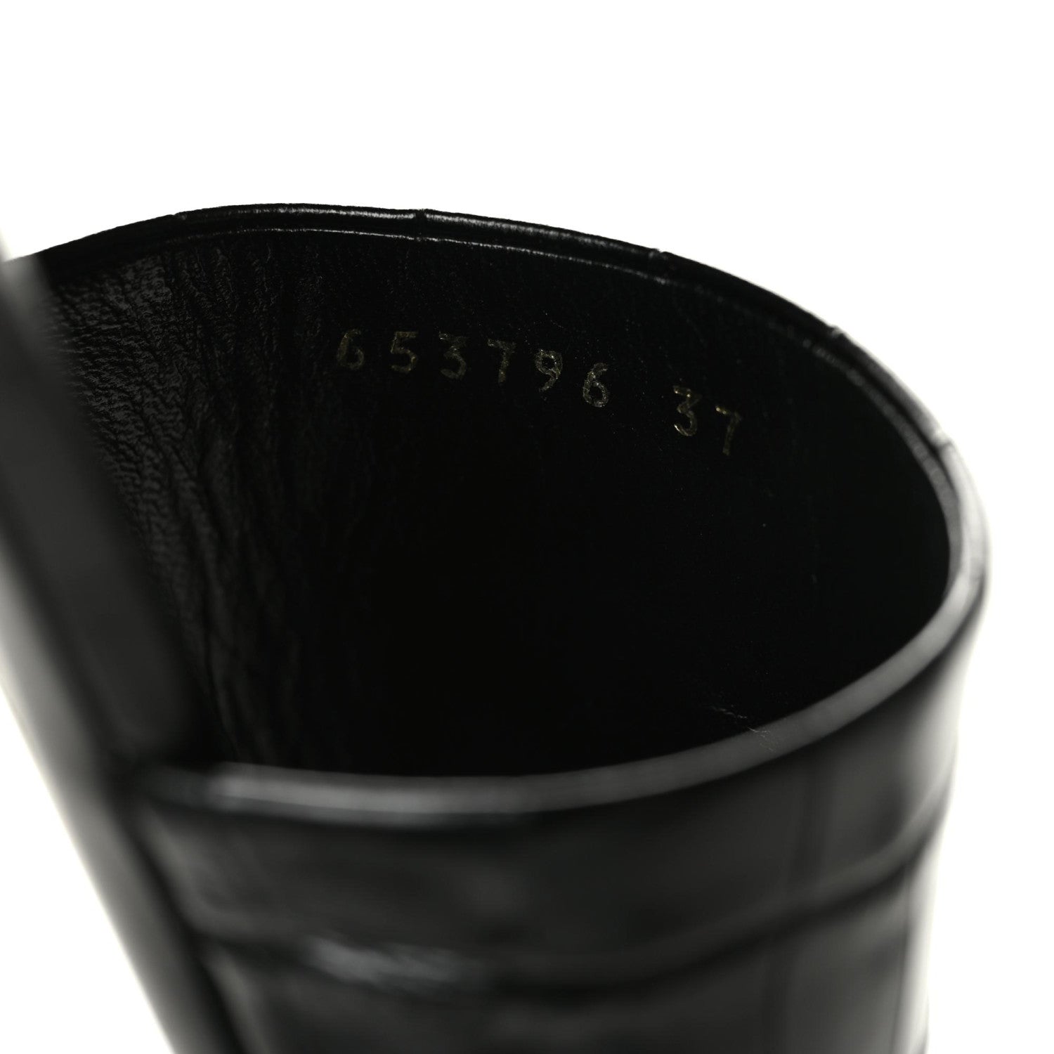 Balenciaga Calfskin Logo Crocodile Embossed Box 5mm Slide Sandals 37 Black White 8 of 10