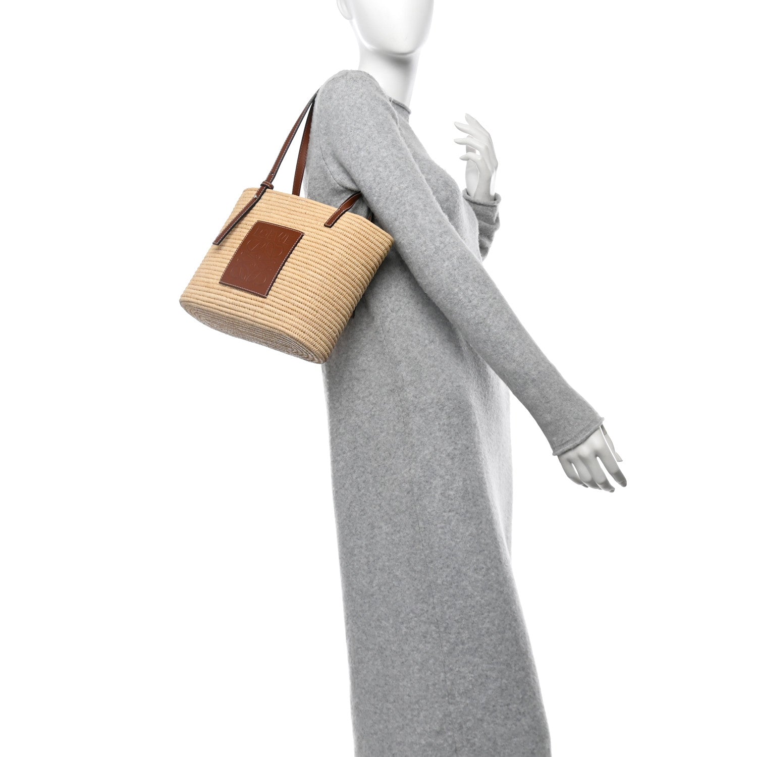 Loewe Raffia Square Small Basket Tote Bag Natural Tan 2 of 11