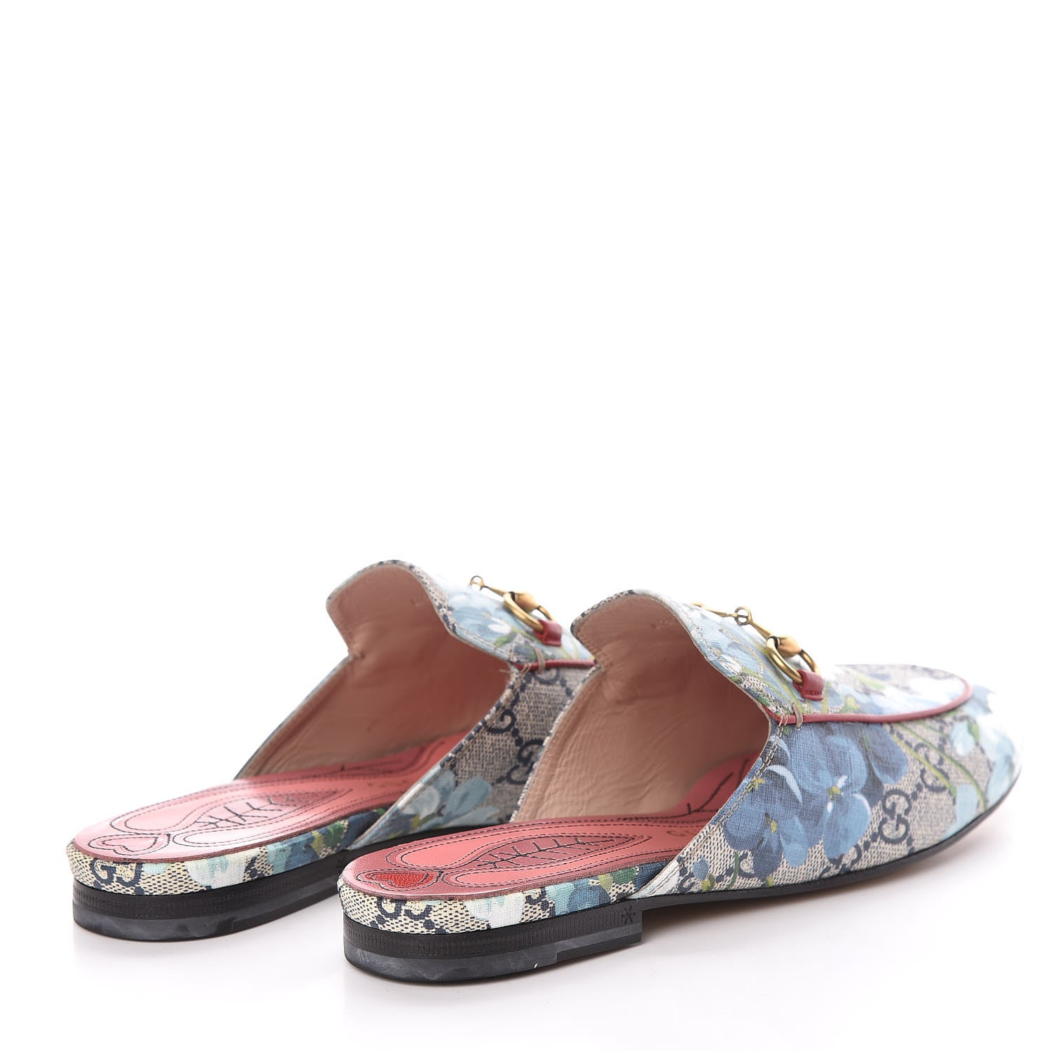 Gucci GG Supreme Monogram Blooms Womens Princetown Slippers 36.5 Beige Blue Navy Hibiscus Red 4 of 7