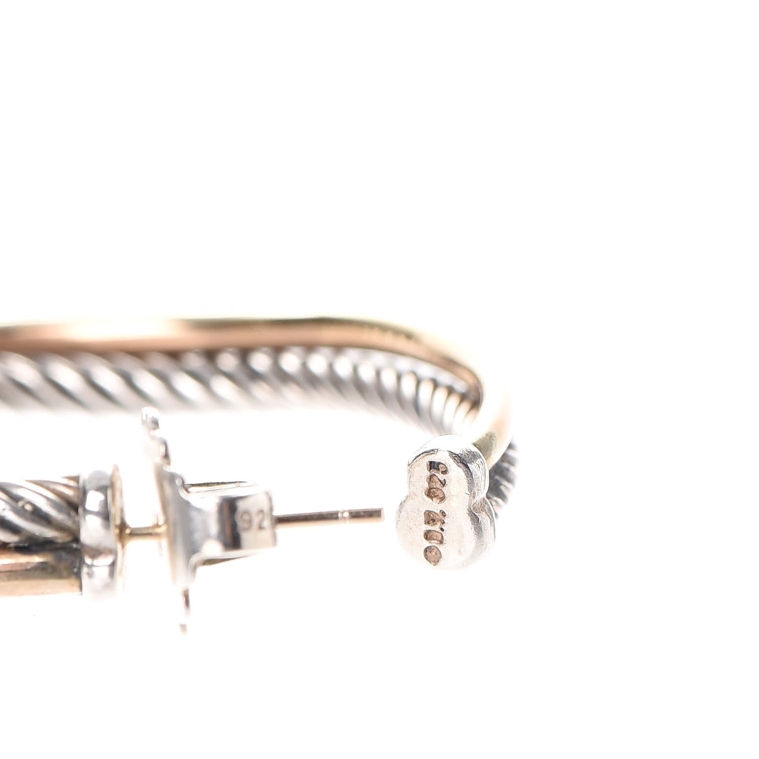 David Yurman Sterling Silver 18K Yellow Gold 44mm Extra Large Crossover Cable Hoop Earrings 4 of 6