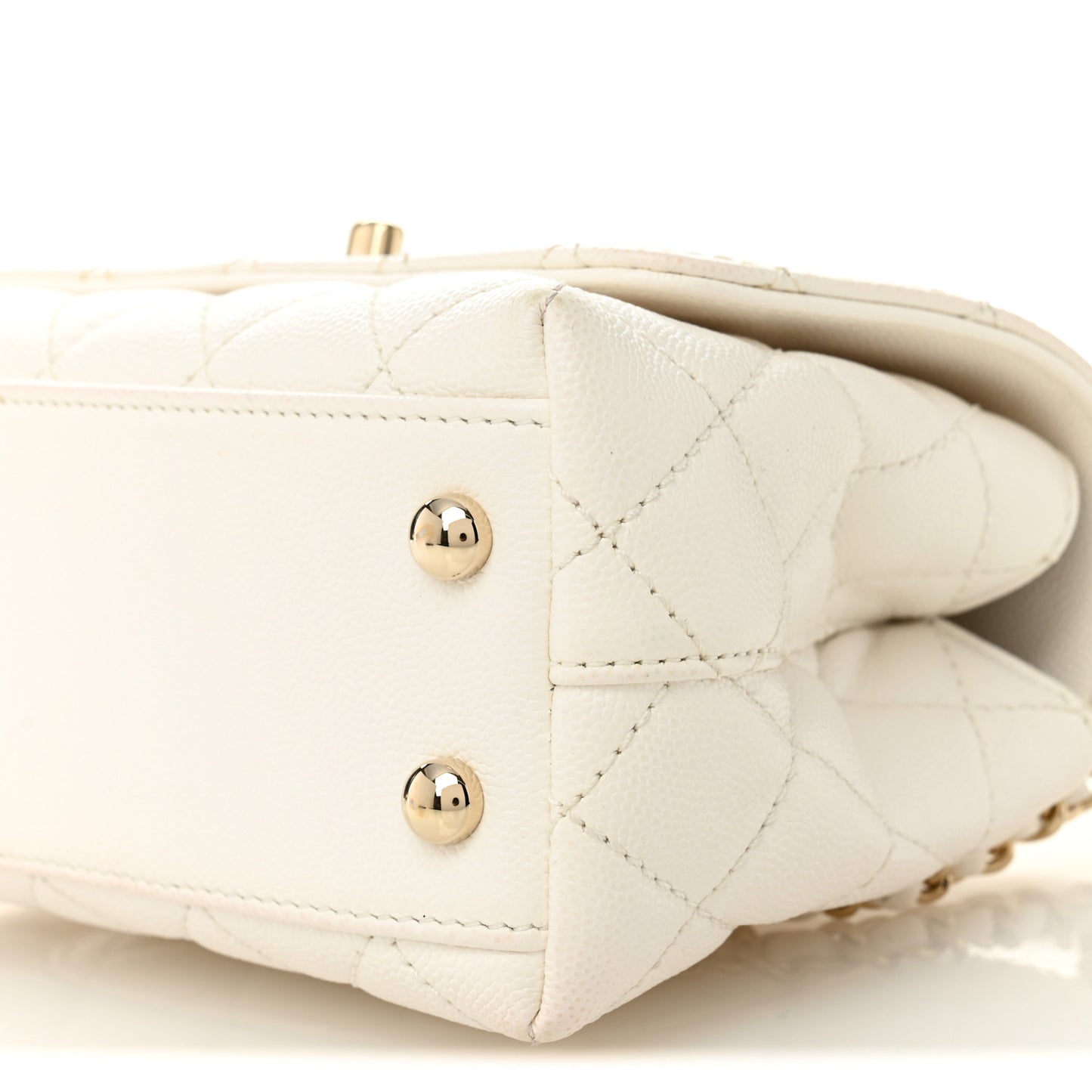 Caviar Quilted Extra Mini Coco Handle Flap White