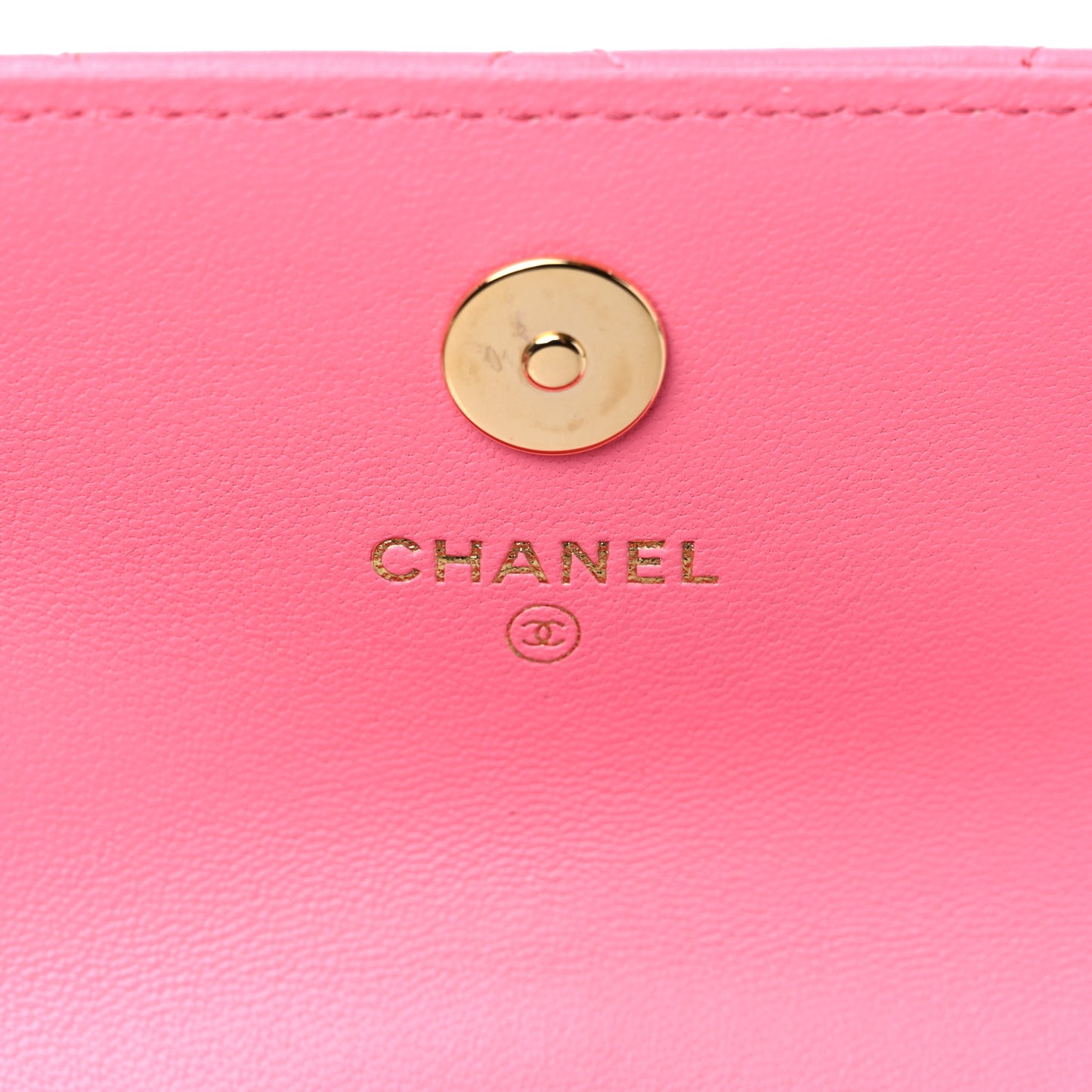 Lambskin Quilted CC Hook Card Holder Pink