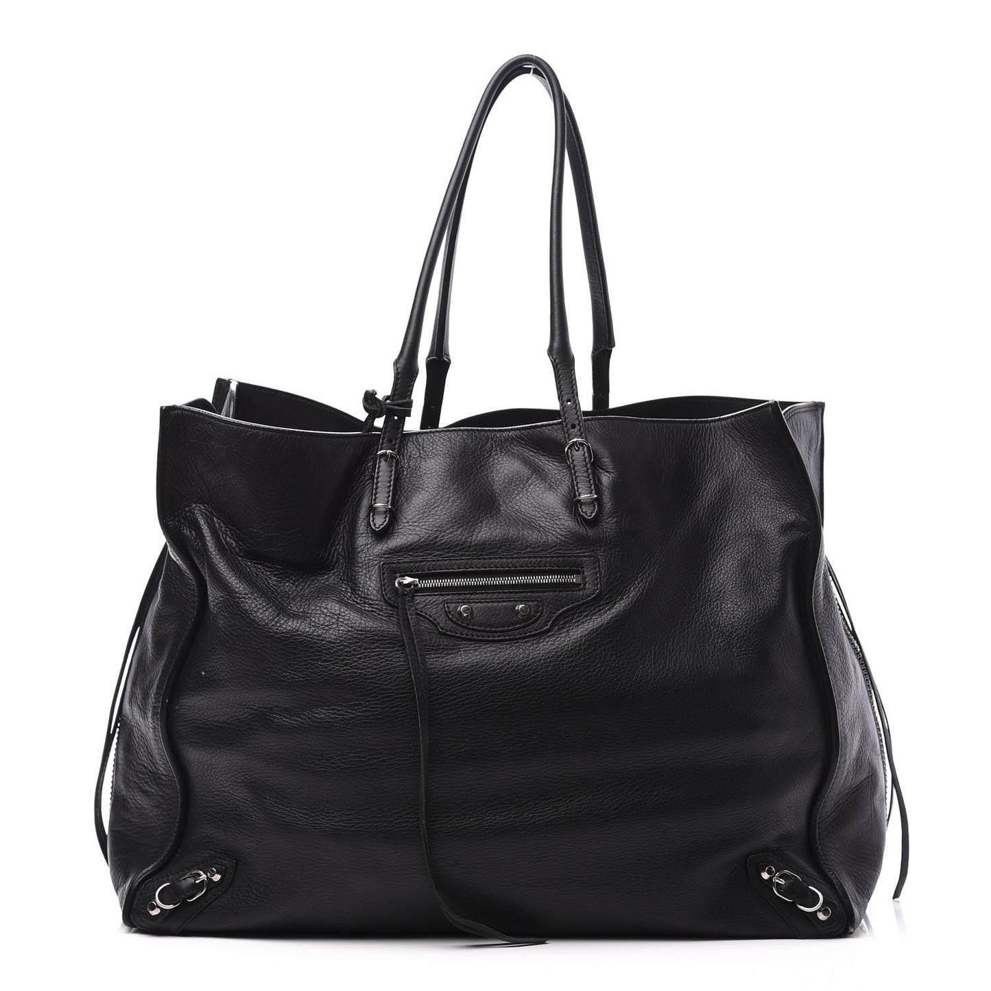 Supple Calfskin Papier A4 Zip Around Tote Black