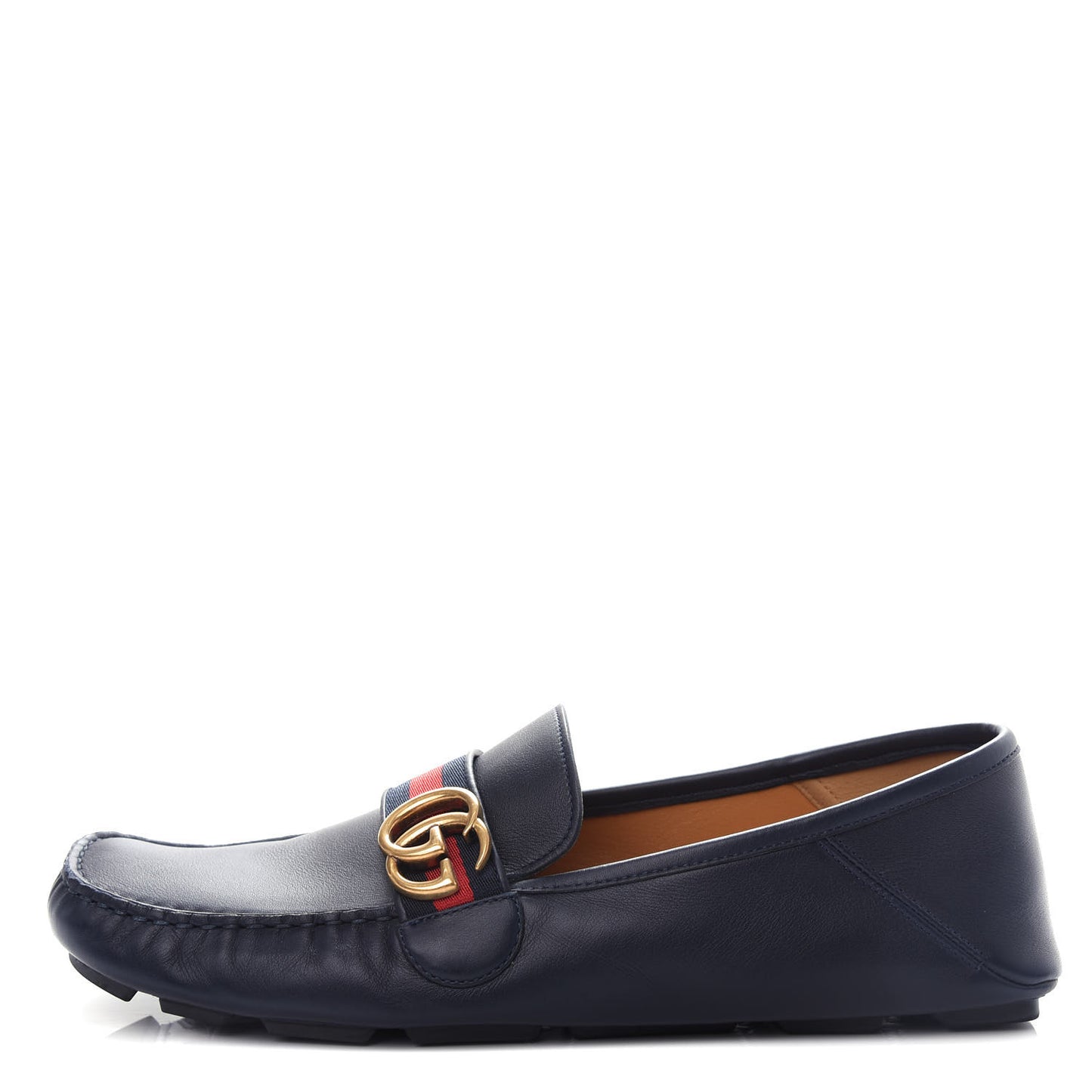 Velvety Calfskin Web Mens Noel Driver Loafers 10 Blue