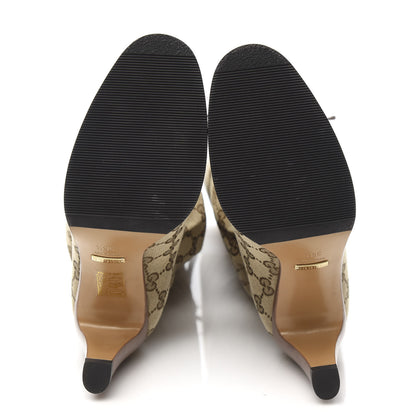 Gucci Monogram Lisa Mid Heel Boots 36.5 Beige Ebony 5 of 7
