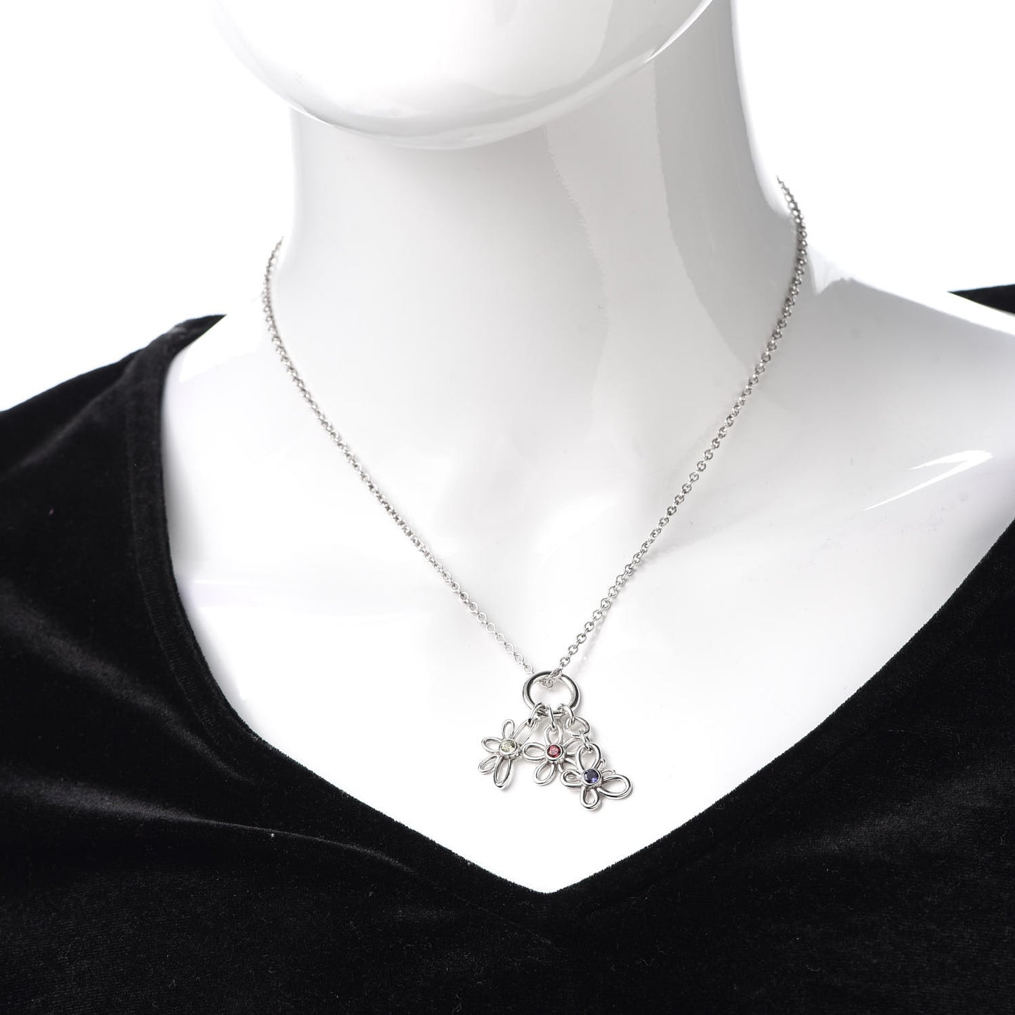 Sterling Silver Peridot Iolite Garnet Butterfly Flower Dragonfly Pendant Necklace