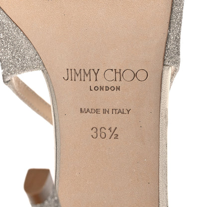 Jimmy Choo Dusty Glitter Azia 95 Strap Sandals 36.5 Platinum Ice 6 of 10
