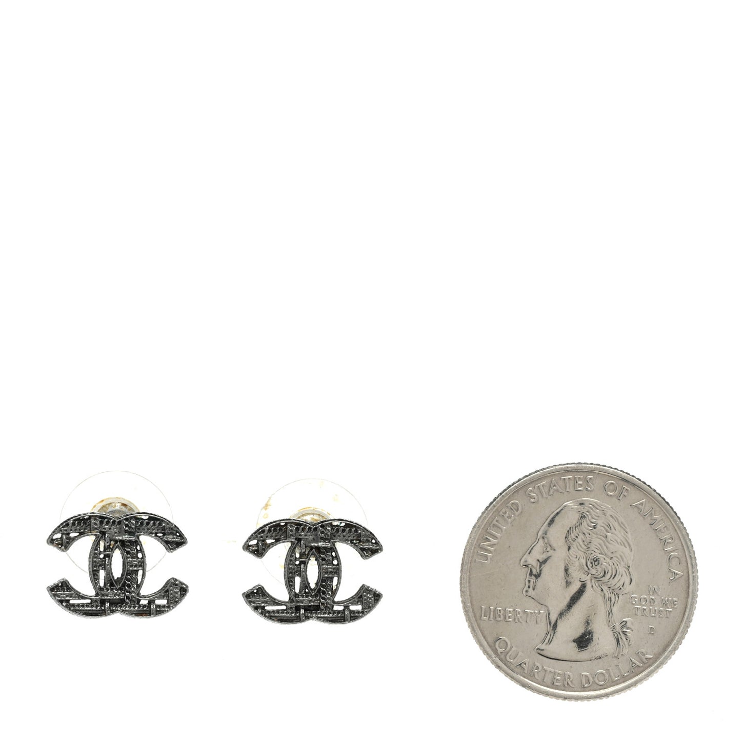 Tweed Effect CC Earrings Silver