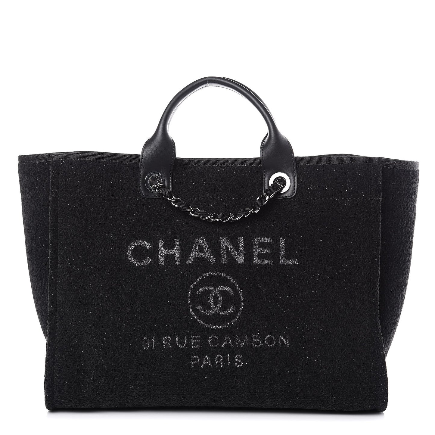 Lurex Boucle Medium Deauville Tote Black