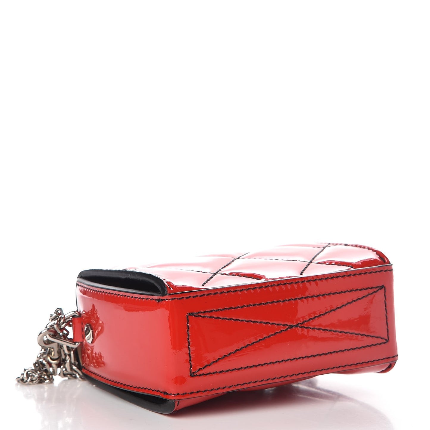 Patent Quilted Nano Box Shoulder Bag Red
